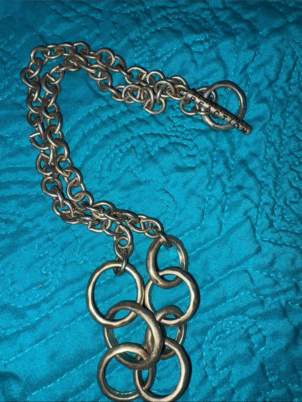 Interlocking Circle Pendant Necklace in Antiqued Gold tone